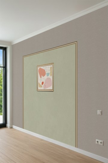 Dreamwall Gold Çıta ve Tablo Desenli Yeşil Tek Parça Tekstil Duvar Kağıdı küçük görsel 1