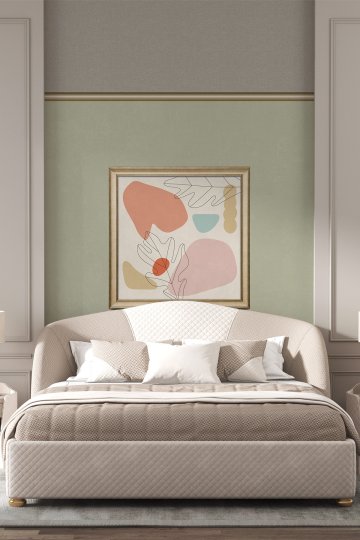 Dreamwall Gold Çıta ve Tablo Desenli Yeşil Tek Parça Tekstil Duvar Kağıdı küçük görsel 2