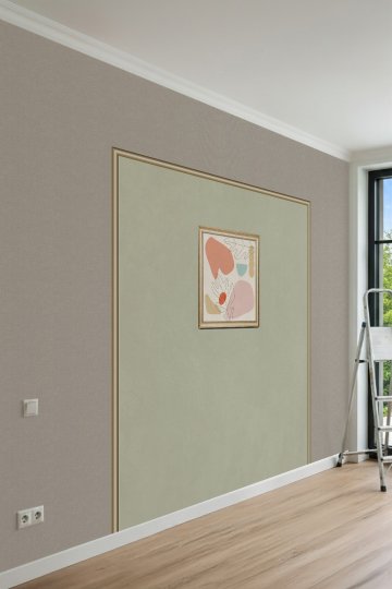 Dreamwall Gold Çıta ve Tablo Desenli Yeşil Tek Parça Tekstil Duvar Kağıdı küçük görsel 3