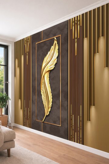 Dreamwall Gold Tüy Figürlü Art Deco Stil Desenli Tek Parça Tekstil Duvar Kağıdı