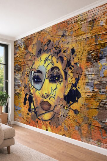 Dreamwall Graffiti Stilinde Modern Kadın Portresi Temalı Soyut ve Sanatsal Tekstil Duvar Kağıdı