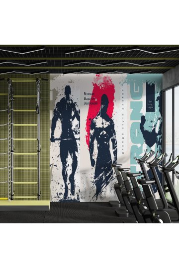Dreamwall Grunge Tarzı Fitness, Vücut Geliştirme ve Tipografik Desenli Tek Parça Tekstil Duvar Kağıdı küçük görsel 2