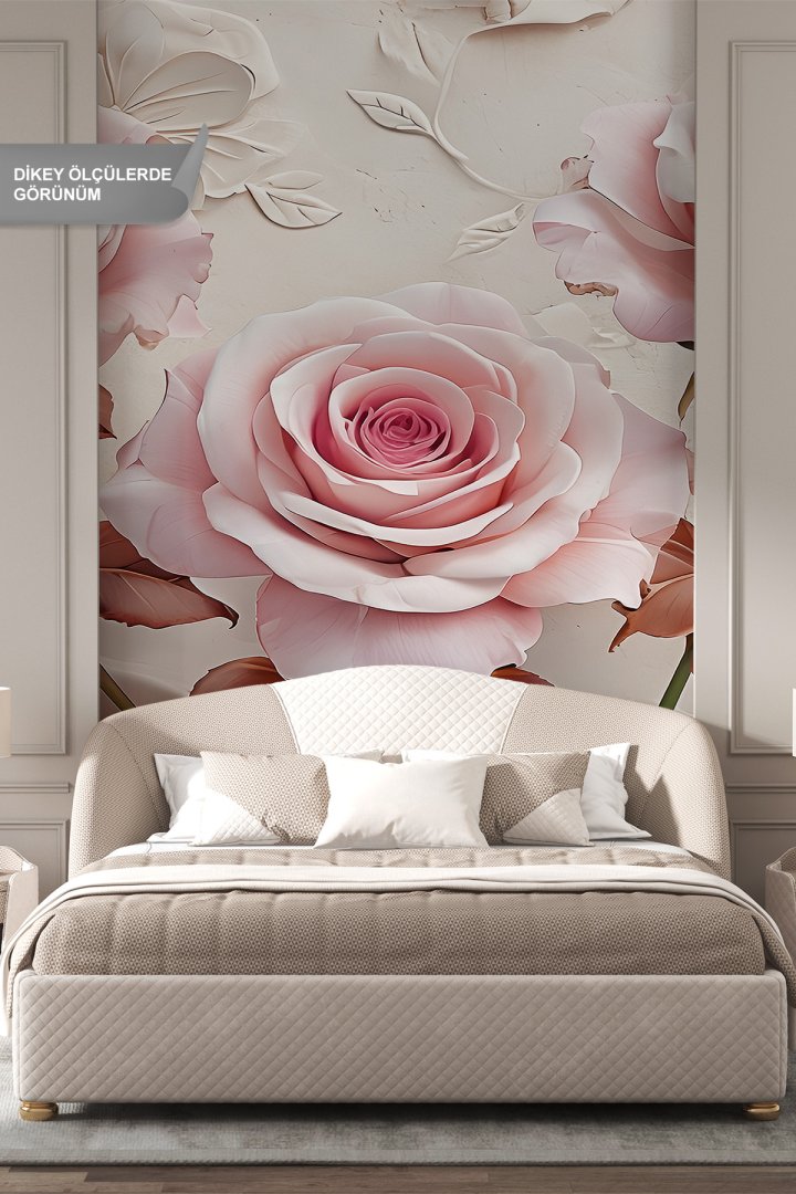 Dreamwall Gül Çiçekli Floral Lüks Tek Parça Tekstil Duvar Kağıdı