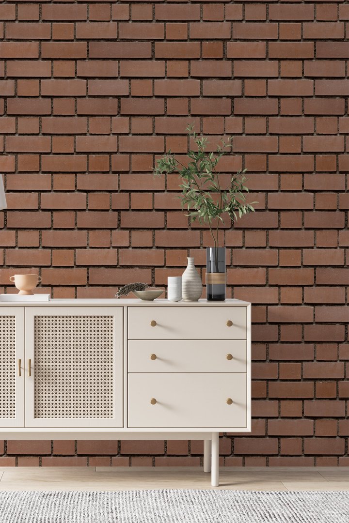 Dreamwall İnce Derzli Modern Dekoratif Tuğla Desenli Tek Parça Tekstil Duvar Kağıdı