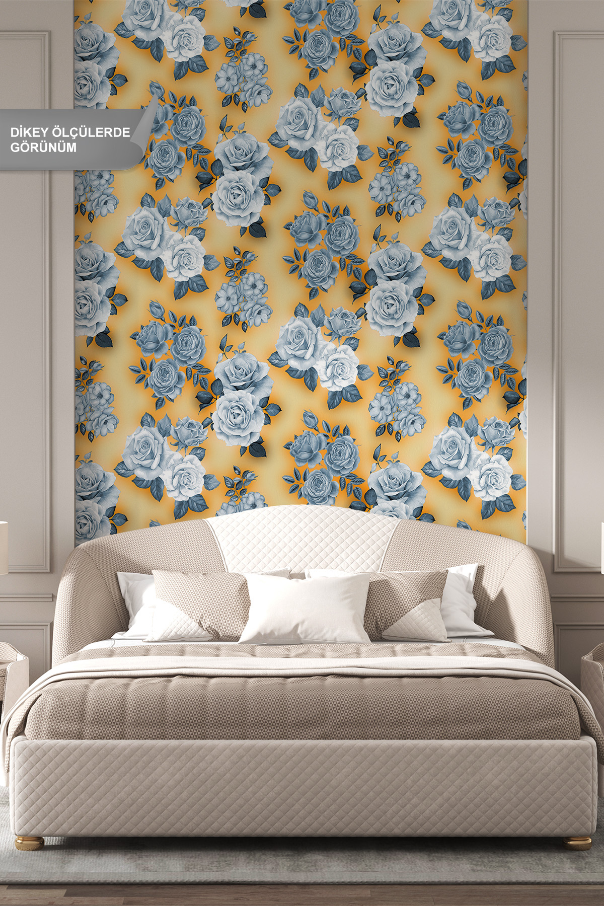 Dreamwall İri Gül Motifli Tek Parça Tekstil Duvar Kağıdı görsel 1