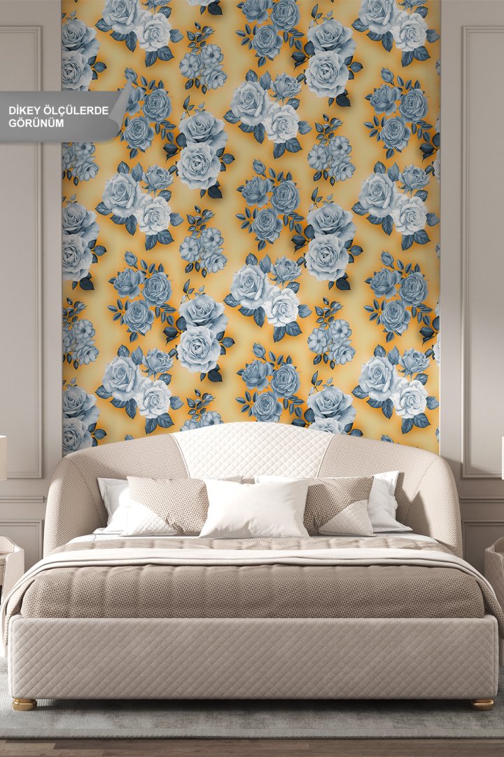 Dreamwall İri Gül Motifli Tek Parça Tekstil Duvar Kağıdı