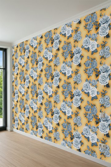 Dreamwall İri Gül Motifli Tek Parça Tekstil Duvar Kağıdı küçük görsel 3