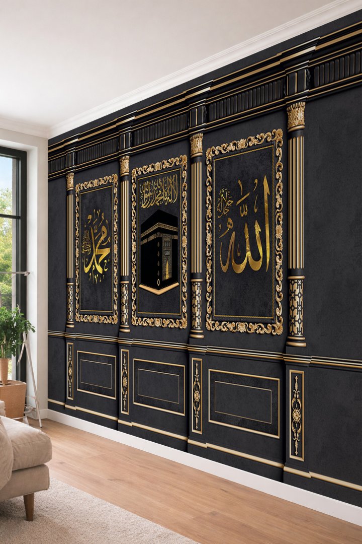 Dreamwall Kabe Görselli Hat Sanatı Klasik Panel Tek Parça Tekstil Duvar Kağıdı