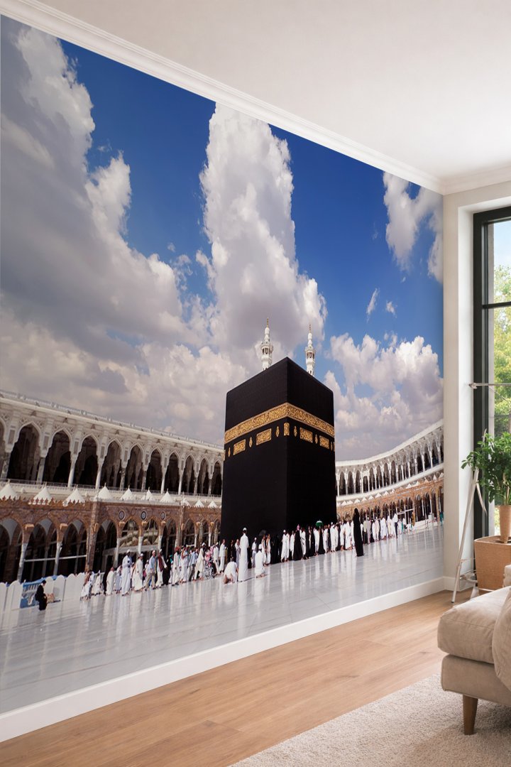 Dreamwall Kabe-i Muazzama ve Mescid-i Haram Manzaralı Tekstil Duvar Kağıdı