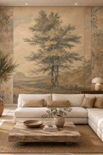 Dreamwall Kadim Meşe- Ağaç Desenli Tek Parça Tekstil Duvar Kağıdı küçük görsel 2