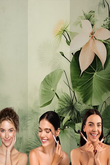 Dreamwall Kadınlar ve Tropikal Yaprak Desenli Güzellik Merkezi Tek Parça Tekstil Duvar Kağıdı küçük görsel 7
