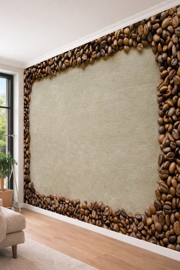 Dreamwall Kahve Çekirdeği Çerçeve Desenli Tekstil Duvar Kağıdı küçük görsel 2