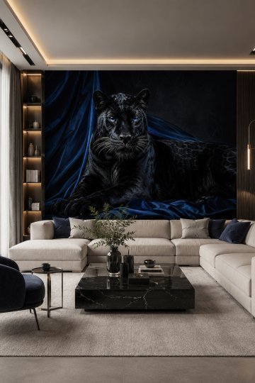 Dreamwall Karanlığın Efendisi- Siyah Panter Hayvan Desenli Tek Parça Duvar Kağıdı küçük görsel 3
