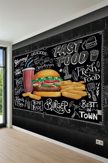 Dreamwall Karışık Top Dondurma, Çikolata Sosu ve Meyve Motifli Tek Parça Duvar Kağıdı küçük görsel 3