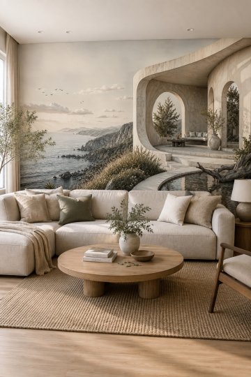Dreamwall Kayalıkların Üzerindeki Rüya Terası Tek Parça Duvar Kağıdı küçük görsel 2