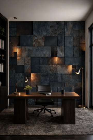 Dreamwall Kayanın İçindeki Ateş Böcekleri- Işıklı Taş Duvar Görünümlü Tek Parça Tekstil Duvar Kağıdı küçük görsel 4