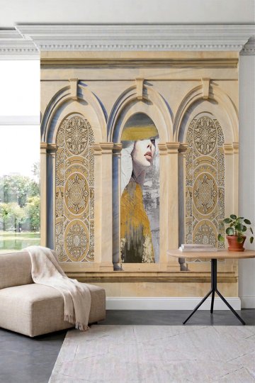 Dreamwall Kemerli Mimari Desenli Tek Parça Tekstil Duvar Kağıdı küçük görsel 2