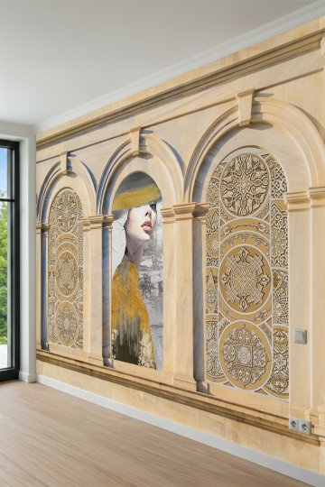 Dreamwall Kemerli Mimari Desenli Tek Parça Tekstil Duvar Kağıdı