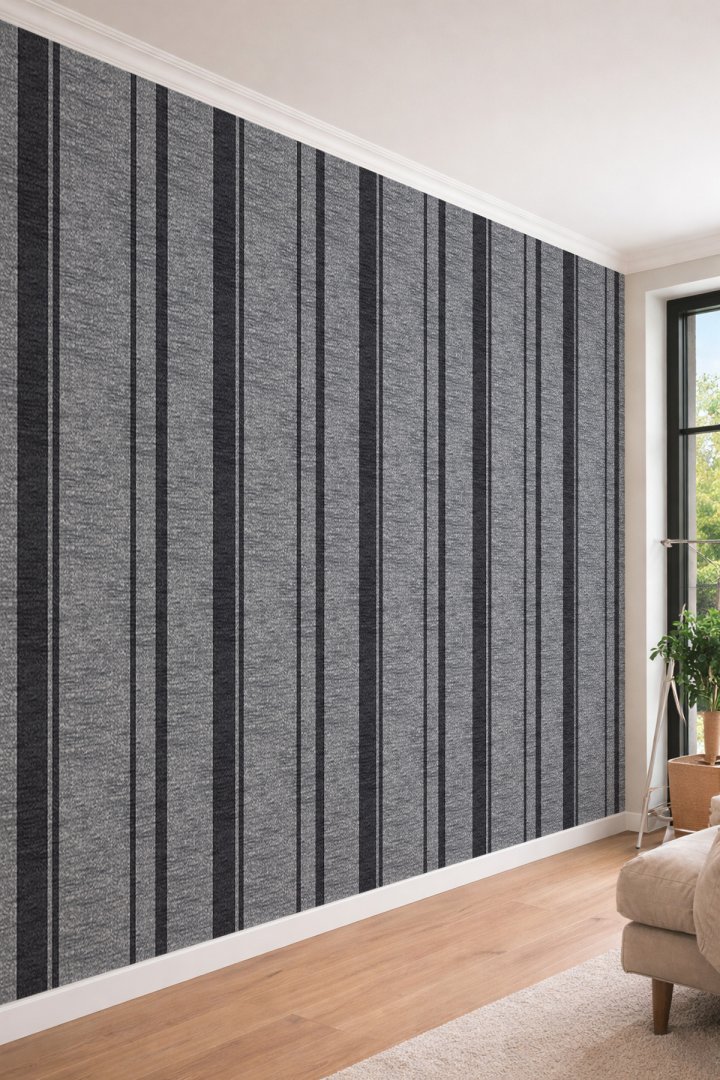 Dreamwall Keten Dokulu Dikey Çizgili Modern Klasik Tek Parça Tekstil Duvar Kağıdı