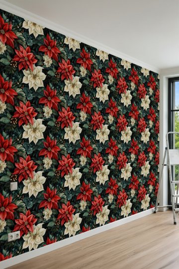 Dreamwall Kırmızı ve Krem Atatürk Çiçeği Motifli Tek Parça Tekstil Duvar Kağıdı küçük görsel 6