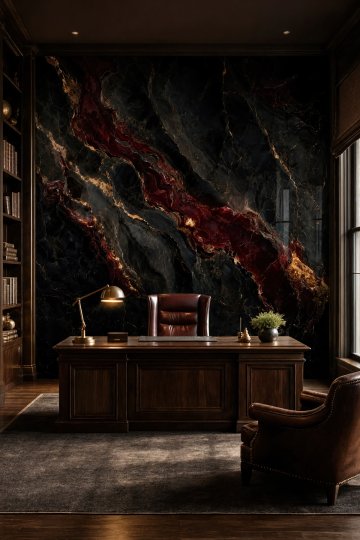 Dreamwall Kızıl Obsidyen Mermer Desenli Tek Parça Tekstil Duvar Kağıdı küçük görsel 2