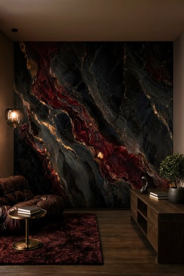 Dreamwall Kızıl Obsidyen Mermer Desenli Tek Parça Tekstil Duvar Kağıdı küçük görsel 4