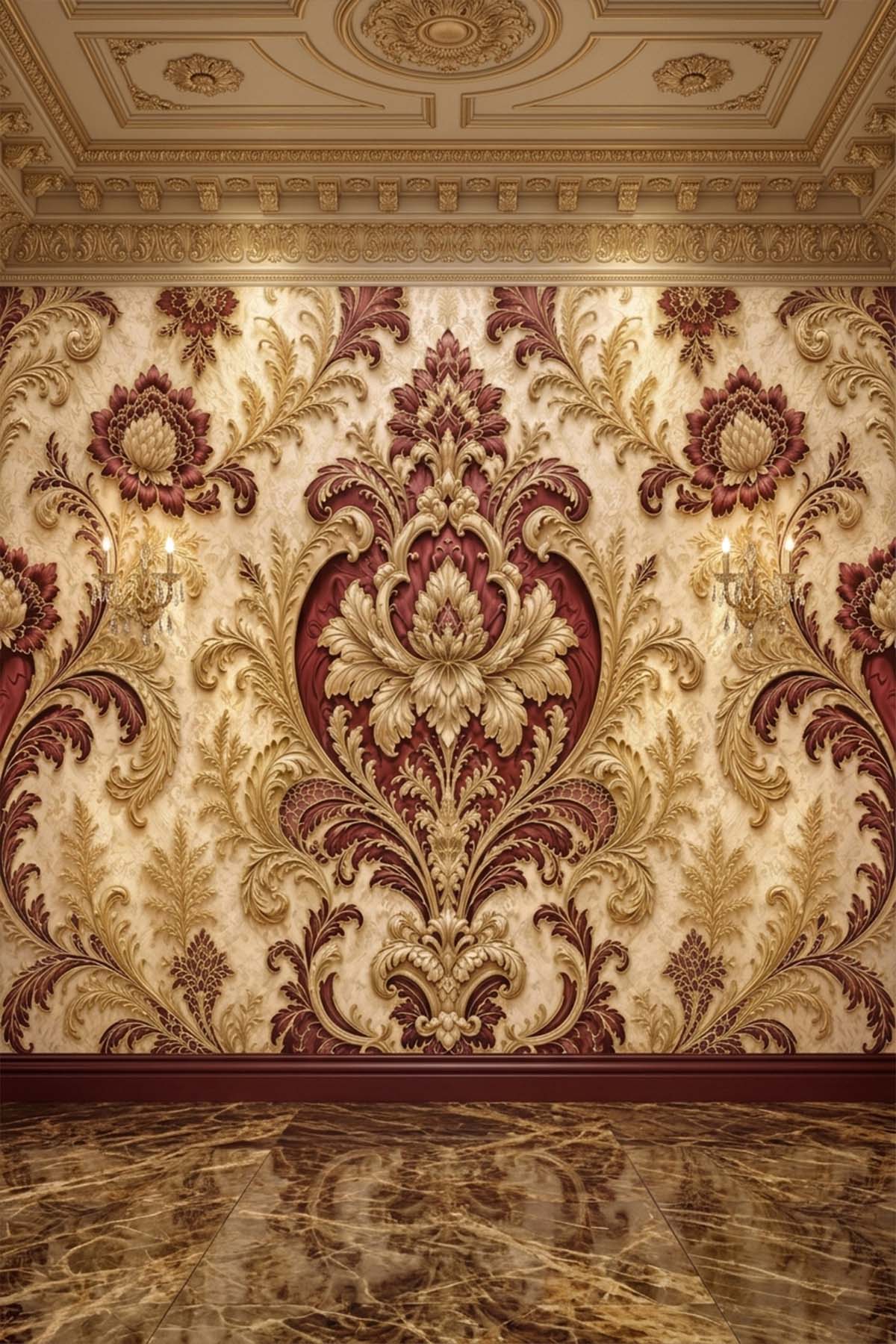 Dreamwall Klasik Damask Motifli Tek Parça Tekstil Duvar Kağıdı  görsel 1