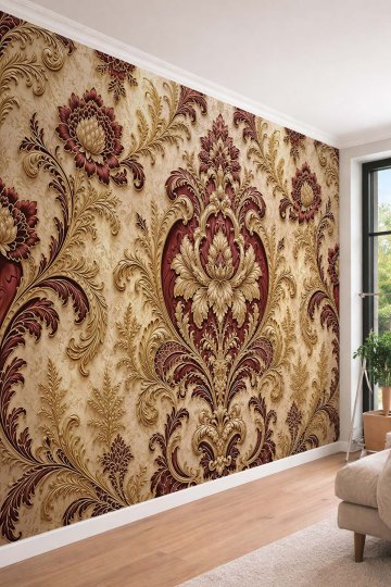 Dreamwall Klasik Damask Motifli Tek Parça Tekstil Duvar Kağıdı  küçük görsel 4