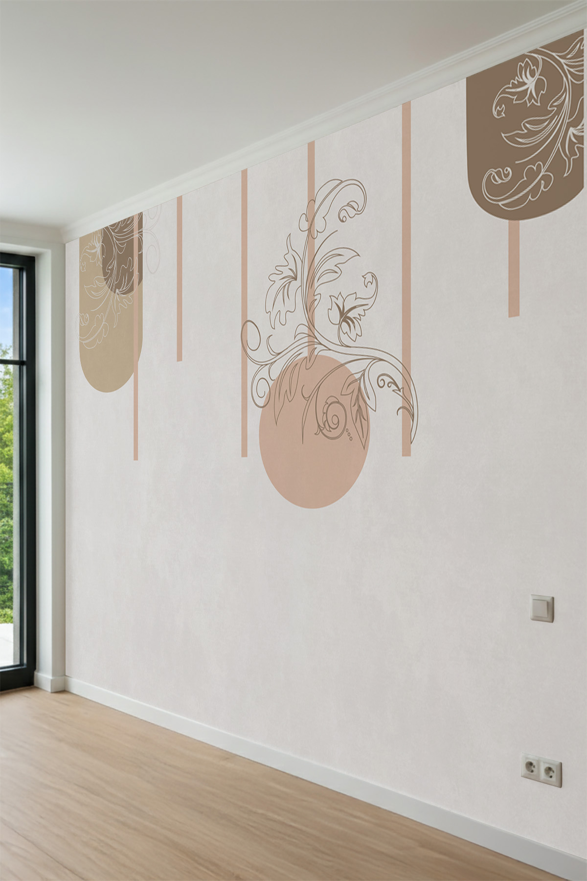 Dreamwall Klasik Damask ve Geometrik Desenli Tek Parça Tekstil Duvar Kağıdı görsel 1
