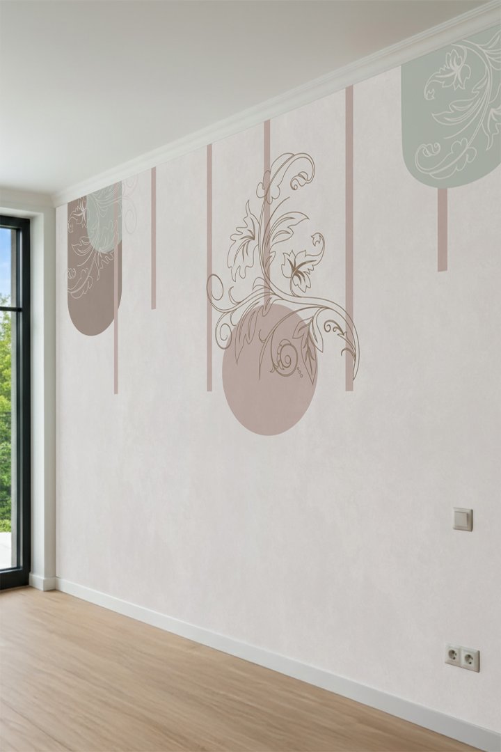 Dreamwall Klasik Damask ve Geometrik Soft Tonlar Tek Parça Tekstil Duvar Kağıdı