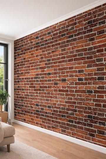 Dreamwall Klasik Kızıl Tuğla Desenli Loft Tarzı Endüstriyel Tek Parça Tekstil Duvar Kağıdı