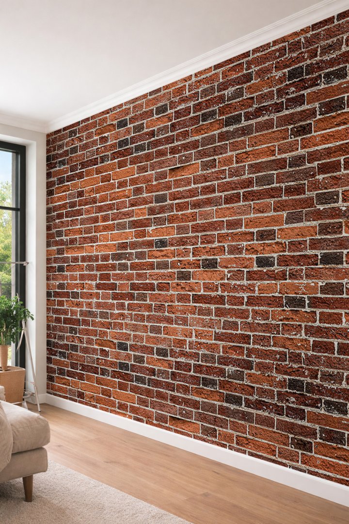 Dreamwall Klasik Kızıl Tuğla Desenli Loft Tarzı Endüstriyel Tek Parça Tekstil Duvar Kağıdı
