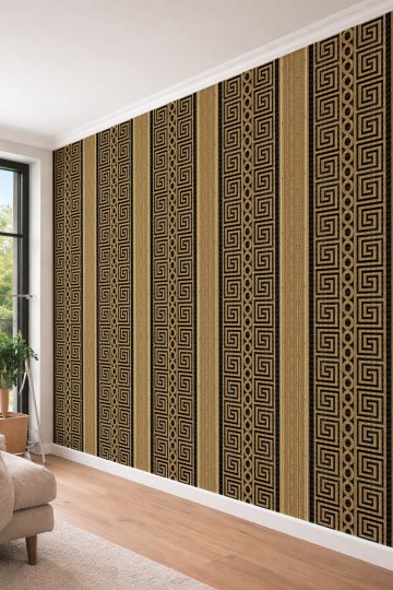 Dreamwall Klasik Meander Desenli Modern Çizgili Tek Parça Tekstil Duvar Kağıdı