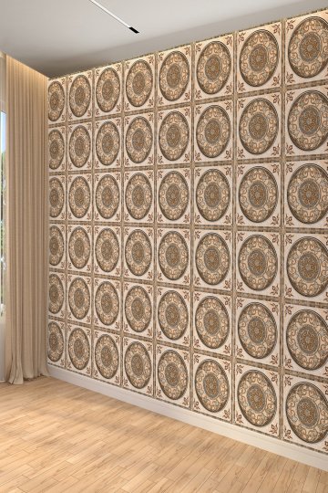 Dreamwall Klasik Osmanlı Motifli Çini Desenli Tek Parça Tekstil Duvar Kağıdı