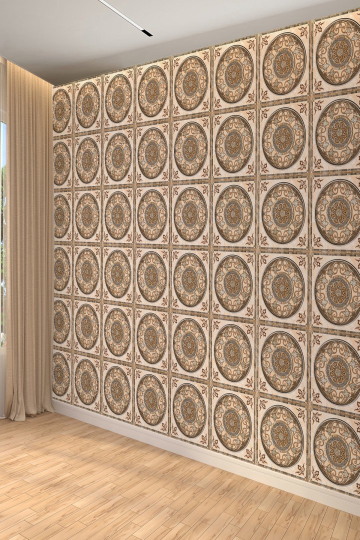 Dreamwall Klasik Osmanlı Motifli Çini Desenli Tek Parça Tekstil Duvar Kağıdı