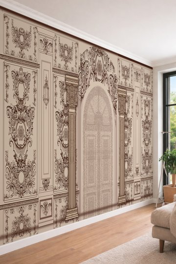 Dreamwall Klasik Panel ve Sütun Desenli - Butik Otel için Tekstil Duvar Kağıdı