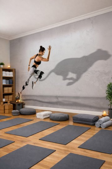 Dreamwall Koşan Kadın ve Leopar Gölge Görünümlü Tek Parça Tekstil Duvar Kağıdı küçük görsel 3