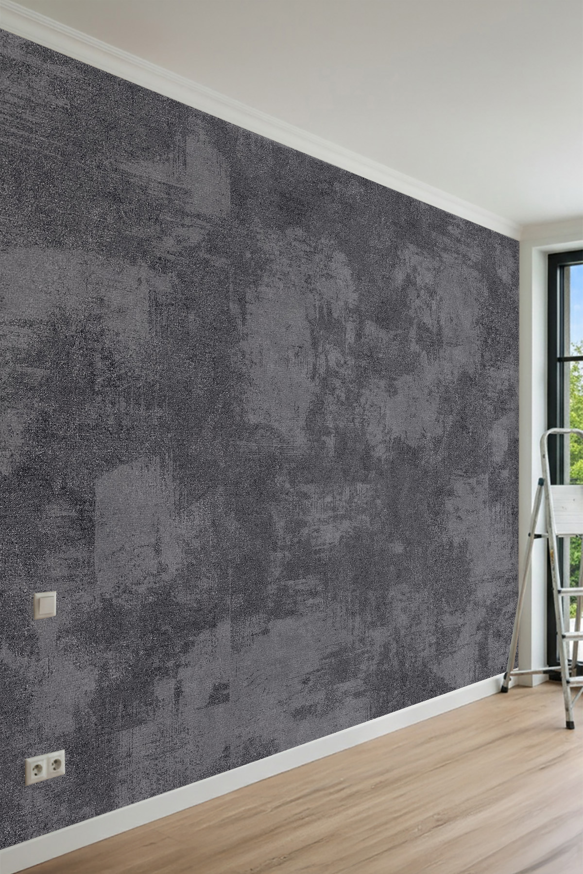 Dreamwall Koyu Beton Ve Tekstil Doku Desenli Tek Parça Tekstil Duvar Kağıdı görsel 1