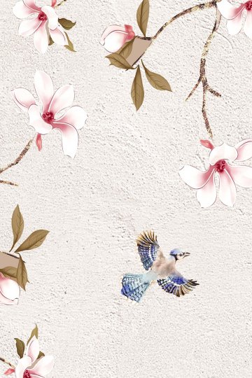 Dreamwall Kuşlu Sarkıt Kiraz Çiçeği Tek Parça Tekstil Duvar Kağıdı  küçük görsel 2
