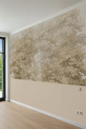 Dreamwall Lambri ve Gravür Ağaç Desenli Tek Parça Tekstil Duvar Kağıdı küçük görsel 2