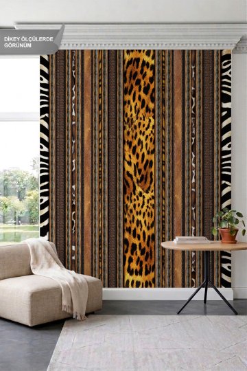 Dreamwall Leopar, Zebra ve Hayvan Derisi Dokulu Dikey Şeritli Tek Parça Tekstil Duvar Kağıdı