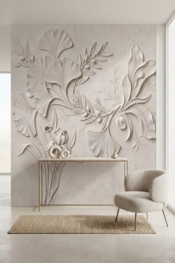 Dreamwall Liora Bahçesi- Kabartma Görünümlü Bitki Desenli Tek Parça Tekstil Duvar Kağıdı  küçük görsel 2