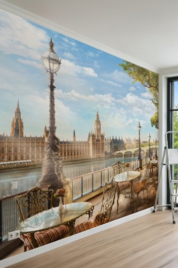 Dreamwall Londra Big Ben ve Nehir Manzaralı Tek Parça Tekstil Duvar Kağıdı küçük görsel 2