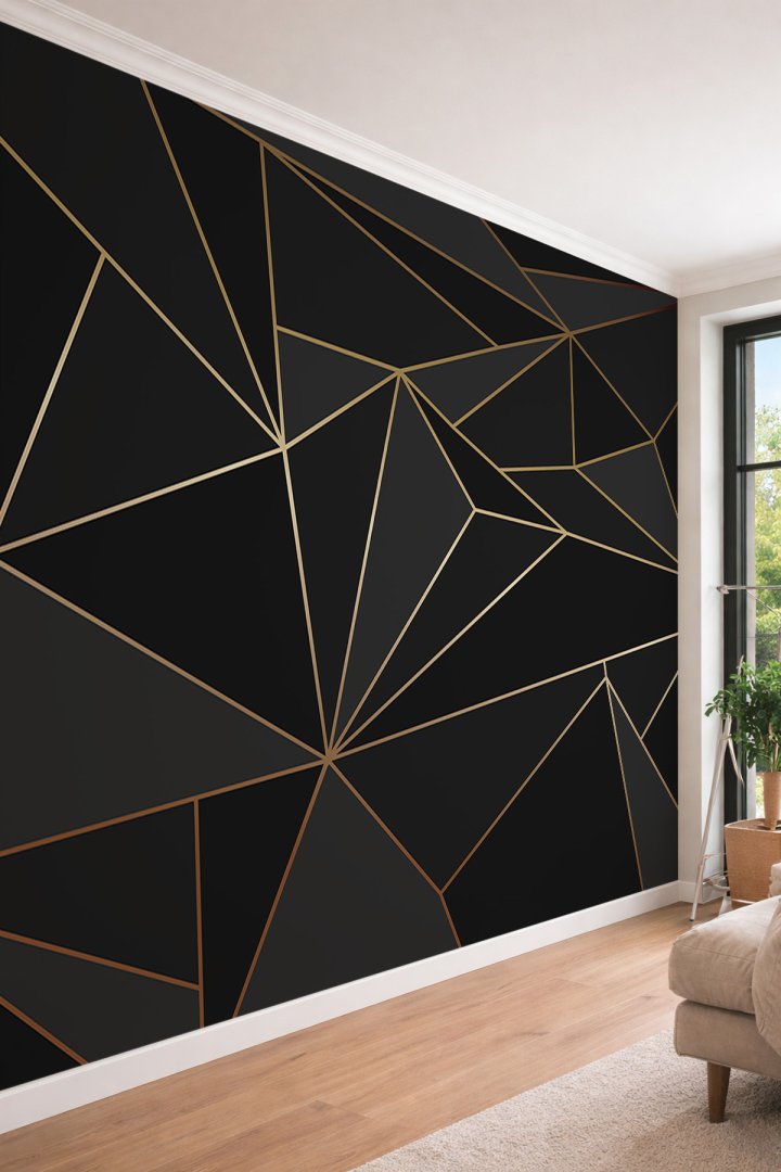 Dreamwall Lüks Gold Çizgili 3D Derinlik Etkili Modern Tek Parça Tekstil Duvar Kağıdı