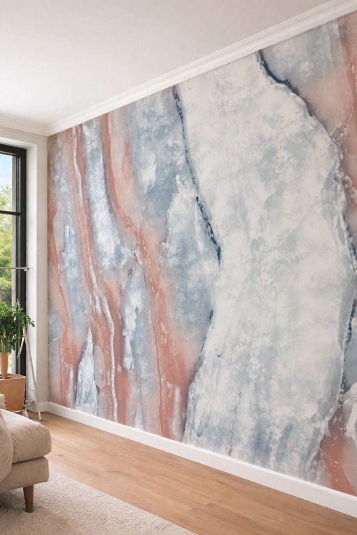 Dreamwall Lüks Oniks Mermer Desenli Kristal Efektli Tek Parça Tekstil Duvar Kağıdı
