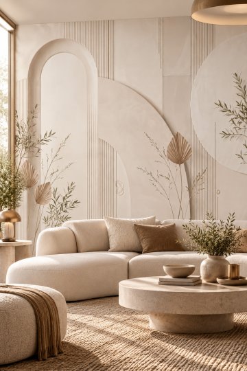 Dreamwall Lunera Formları- Kemer ve Botanik Desenli Tek Parça Tekstil Duvar Kağıdı  küçük görsel 1