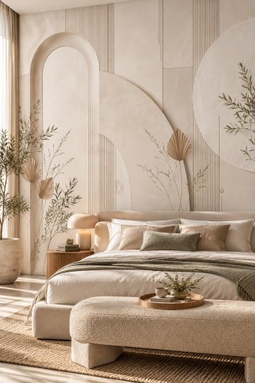 Dreamwall Lunera Formları- Kemer ve Botanik Desenli Tek Parça Tekstil Duvar Kağıdı  küçük görsel 2