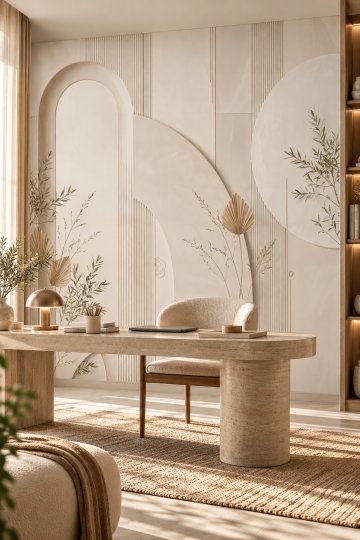 Dreamwall Lunera Formları- Kemer ve Botanik Desenli Tek Parça Tekstil Duvar Kağıdı  küçük görsel 3