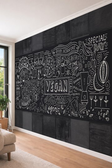 Dreamwall Menü Yazı Desenli Tekstil Duvar Kağıdı Kafe ve Ofis Dekoru