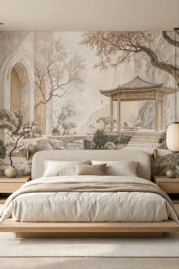 Dreamwall Mermer Avlunun Sessizliği Temalı Tek Parça Tekstil Duvar Kağıdı küçük görsel 3